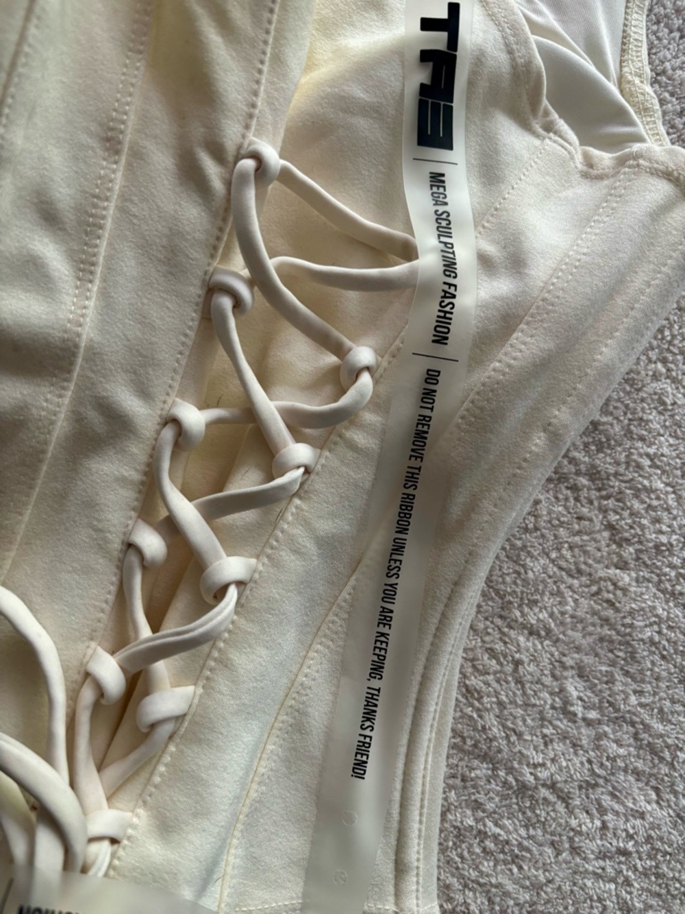 Corsety Ivory Scoopneck Tank TA3 Zip-Front with Lace-up back. - Picture 10 of 12
